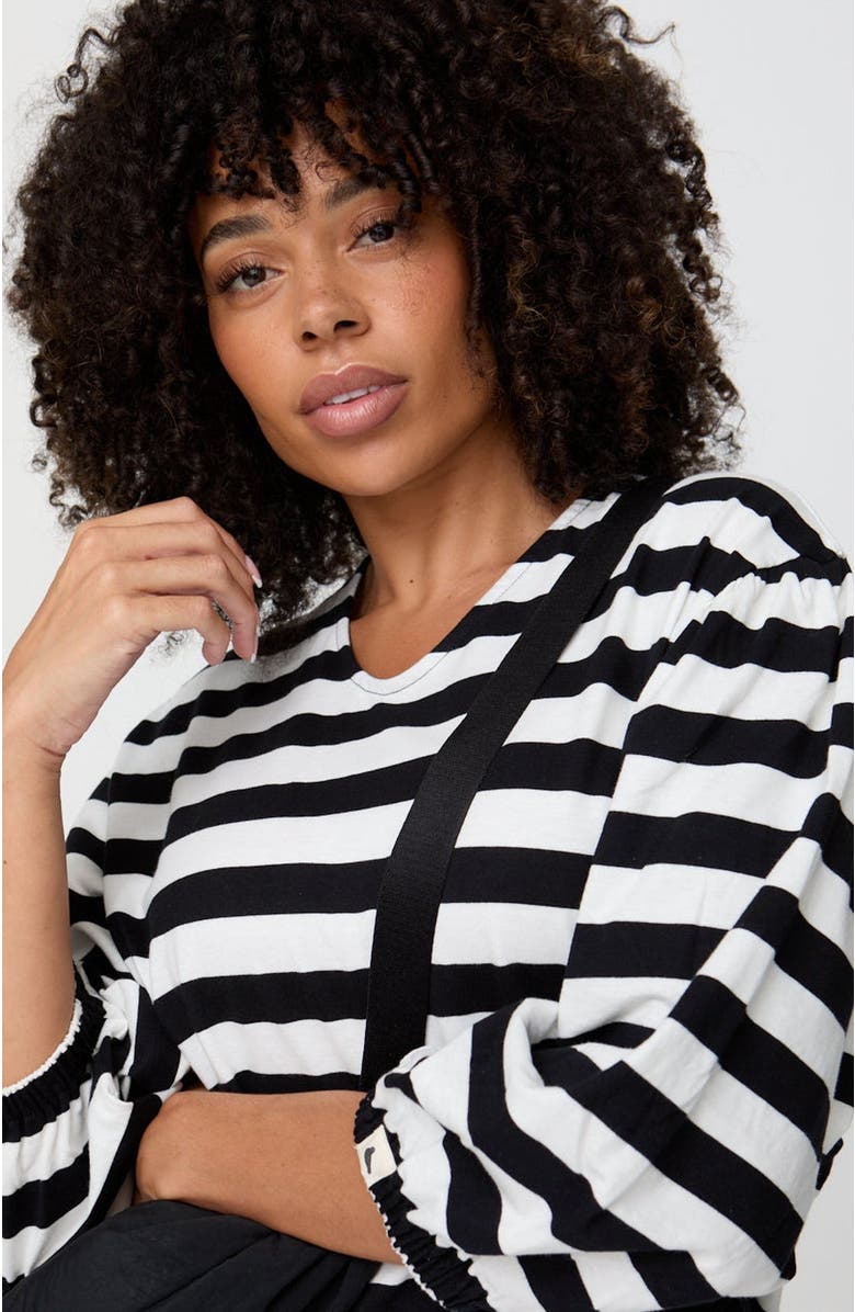 Turtledove London Organic Cotton Rosa Bold Stripe Print Midi Dress, Alternate, color, Black