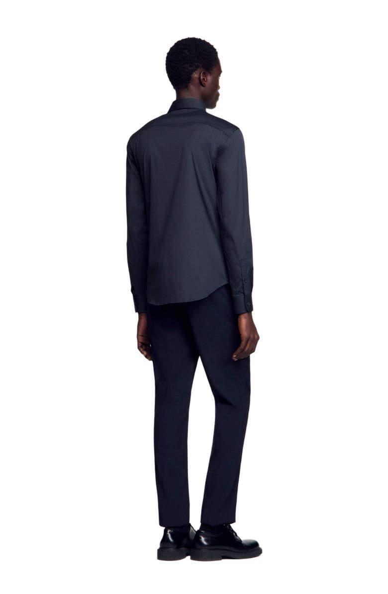 SANDRO Fitted stretch cotton shirt, Alternate, color, Navy Blue