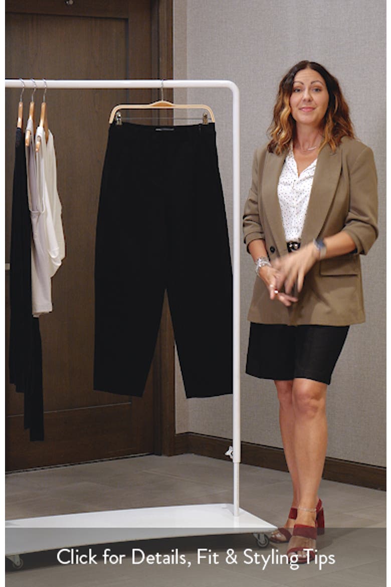 Skyrise Pleated Pinstripe Relaxed Barrel Leg Ankle Trousers video