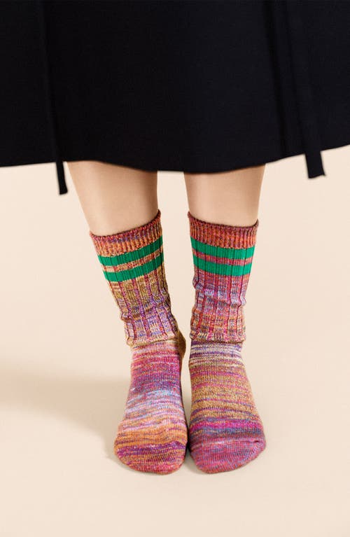 Hansel From Basel Cosmic Space Dye Varsity Crew Socks In Emerald