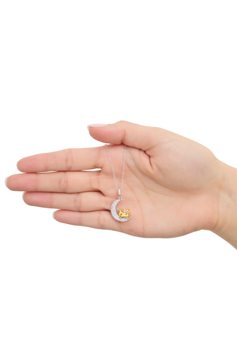 Hello Kitty On the Moon Sapphire Pendant Necklace, 18", Alternate, color, Silver/Gold