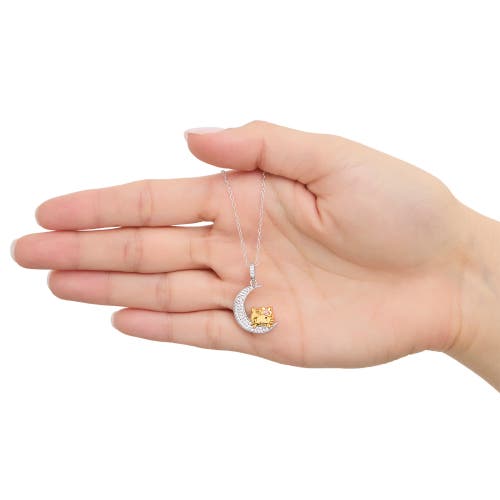 Hello Kitty On The Moon Sapphire Pendant Necklace, 18" In Metallic