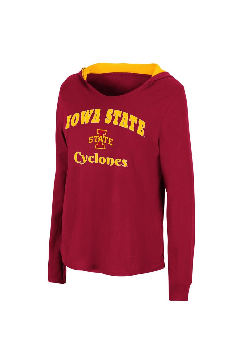 Women's Colosseum Cardinal Iowa State Cyclones Catalina Hoodie Long Sleeve T-Shirt, Alternate, color, Cardinal