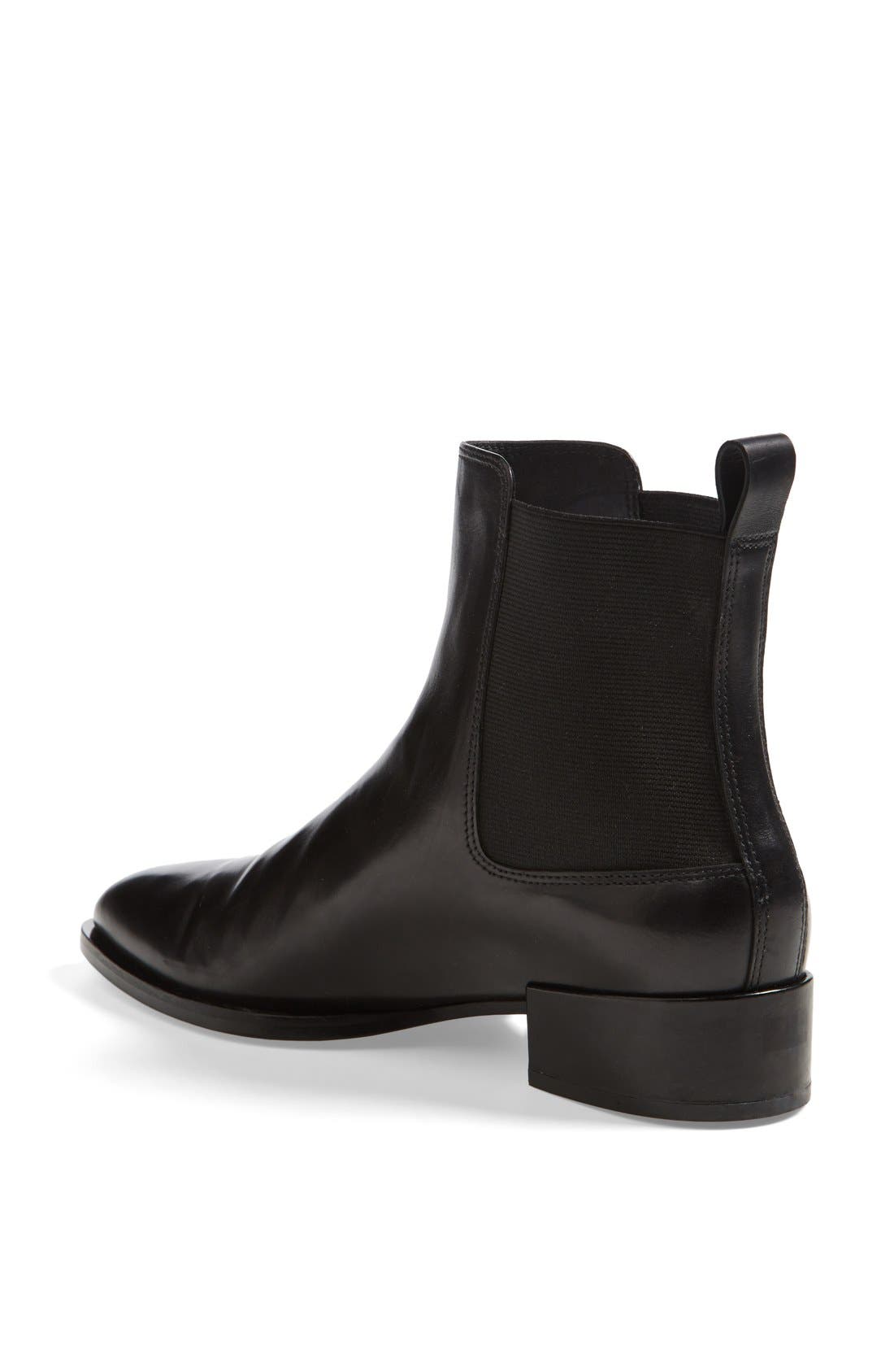 'Yarmon' Almond Toe Calfskin Leather Chelsea Boot, Alternate, color, BLACK