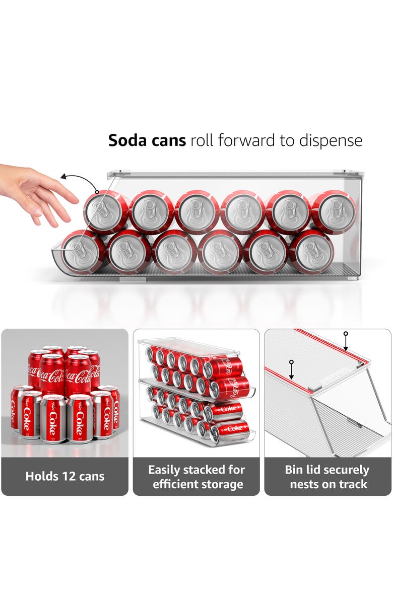 SORBUS 6-Piece Can & Egg Bins, Alternate, color, Clear