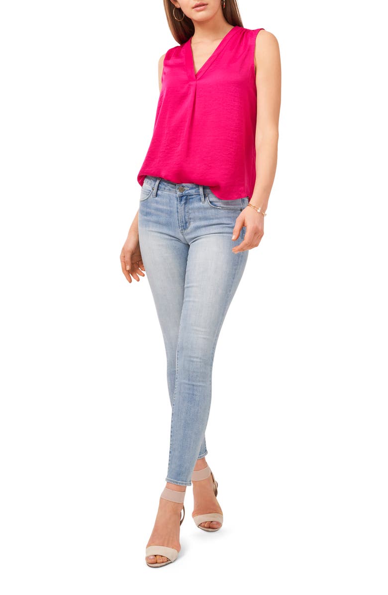 Vince Camuto Rumpled Satin Blouse, Alternate, color, Hot Pink