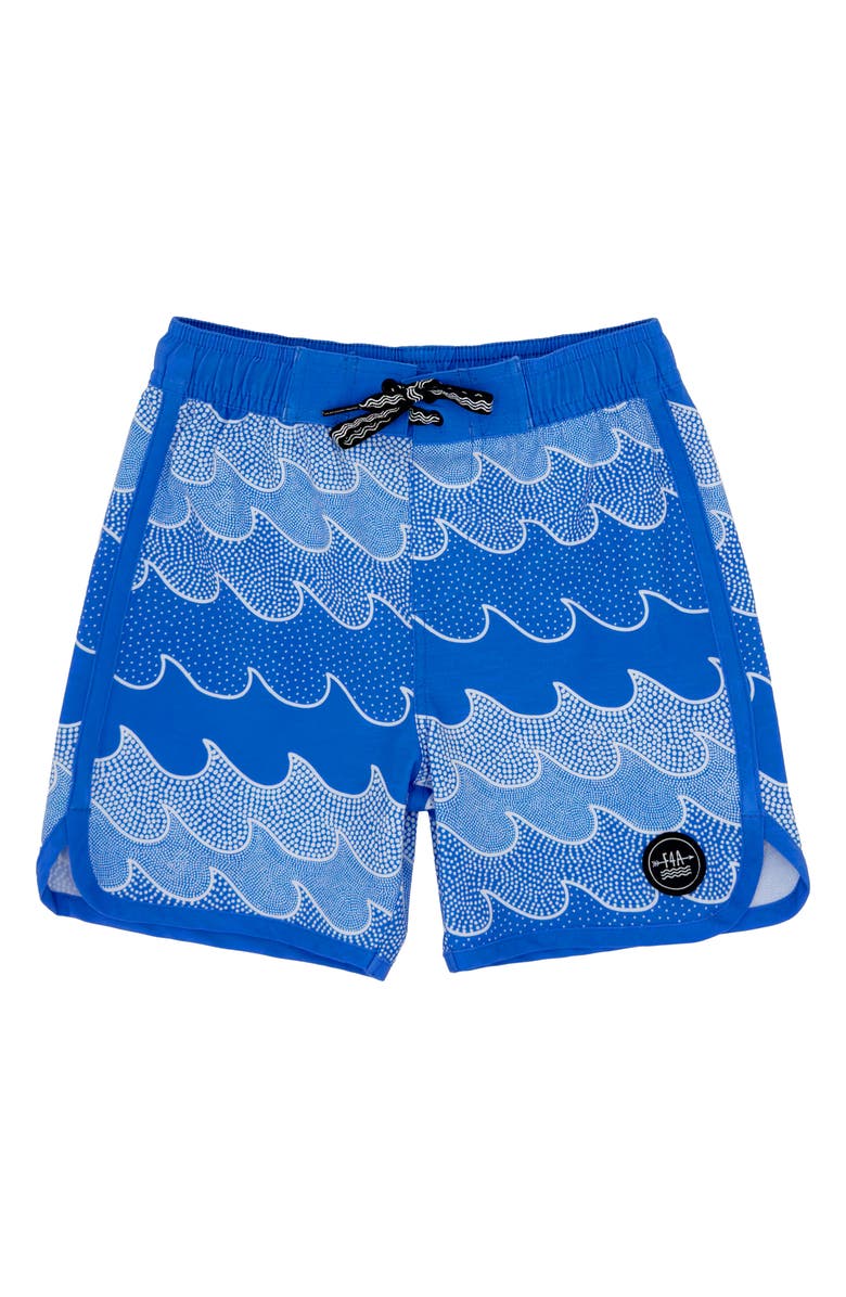 Feather 4 Arrow Kids' Cosmic Waves Board Shorts, Main, color, Marina Blue