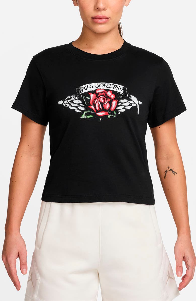 Jordan Logo Graphic Baby Tee, Main, color, Black/ White