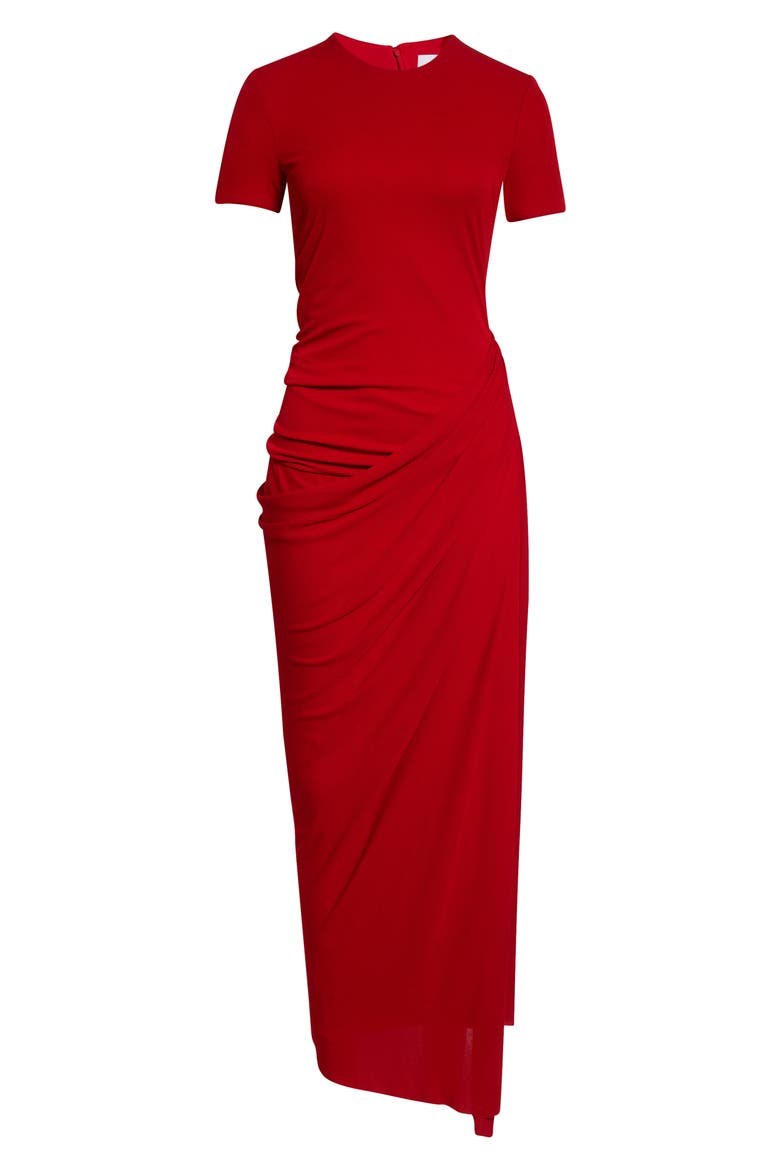 Draped Crepe Jersey Dress, Alternate, color, RUBY RED