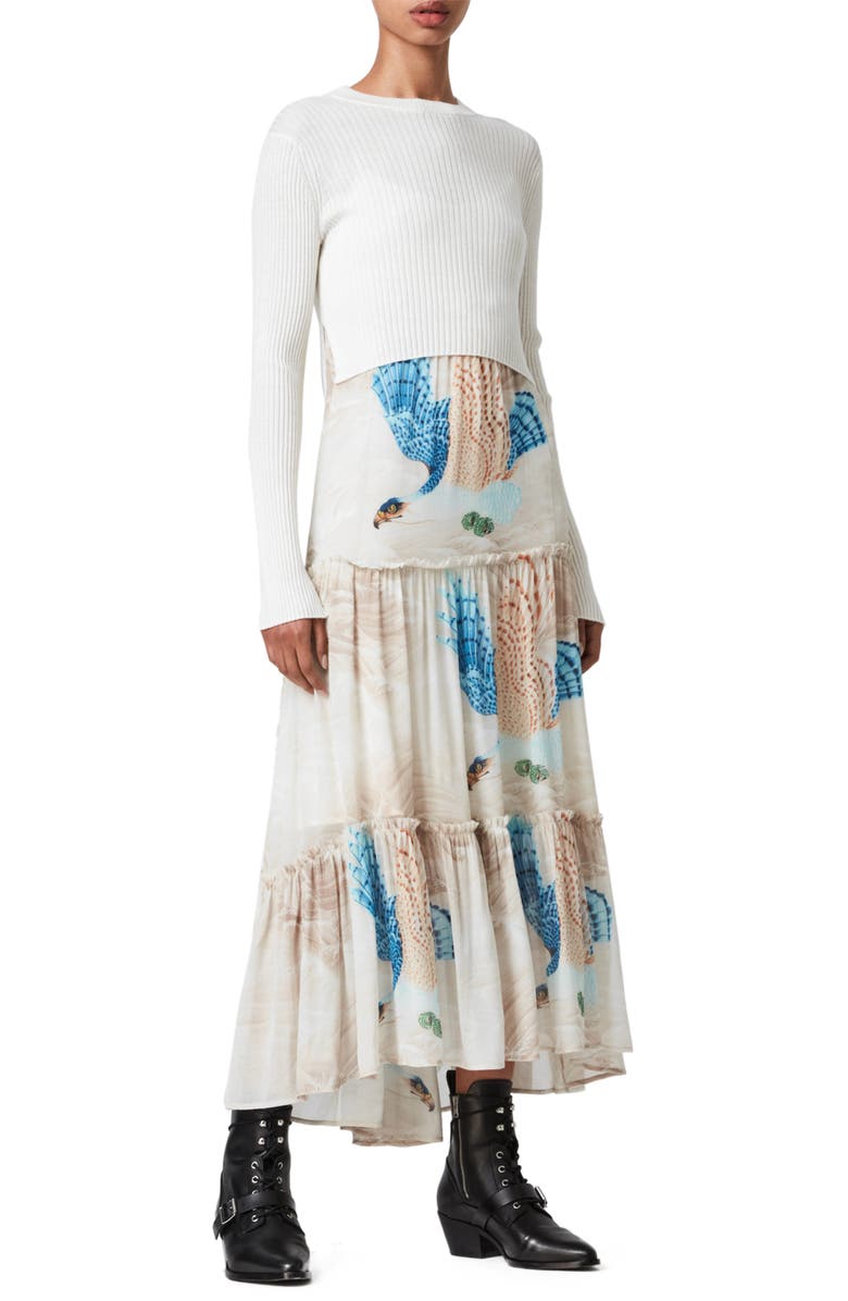 AllSaints Tilly Two-in-One Long Sleeve Sweater Maxi Dress, Alternate, color, 