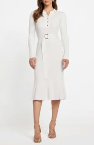 Marciano Agathe Rib Polo Midi Sweater Dress