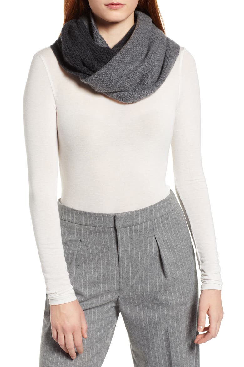 Double Stitch Cashmere Infinity Scarf, Main, color, BLACK COMBO