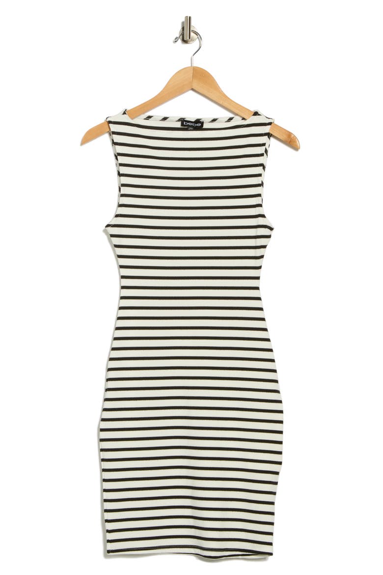 Stripe Rib Body-Con Minidress, Alternate, color, BLACK/ WH