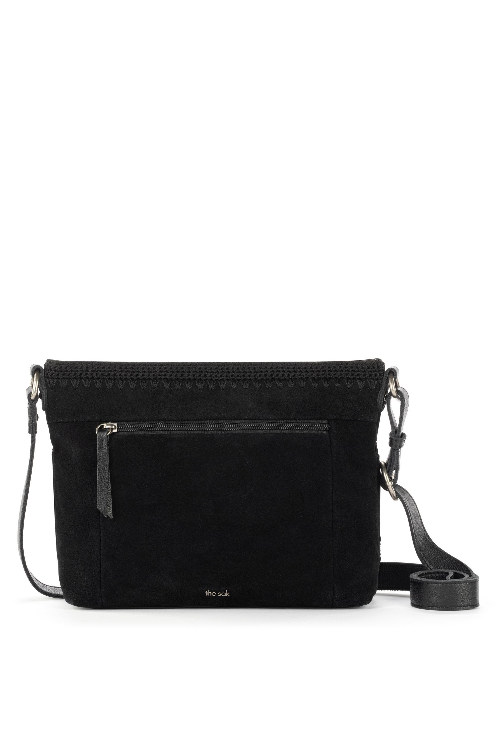 The Sak Melrose Crossbody Leather Bag, Alternate, color, Black Suede Patch