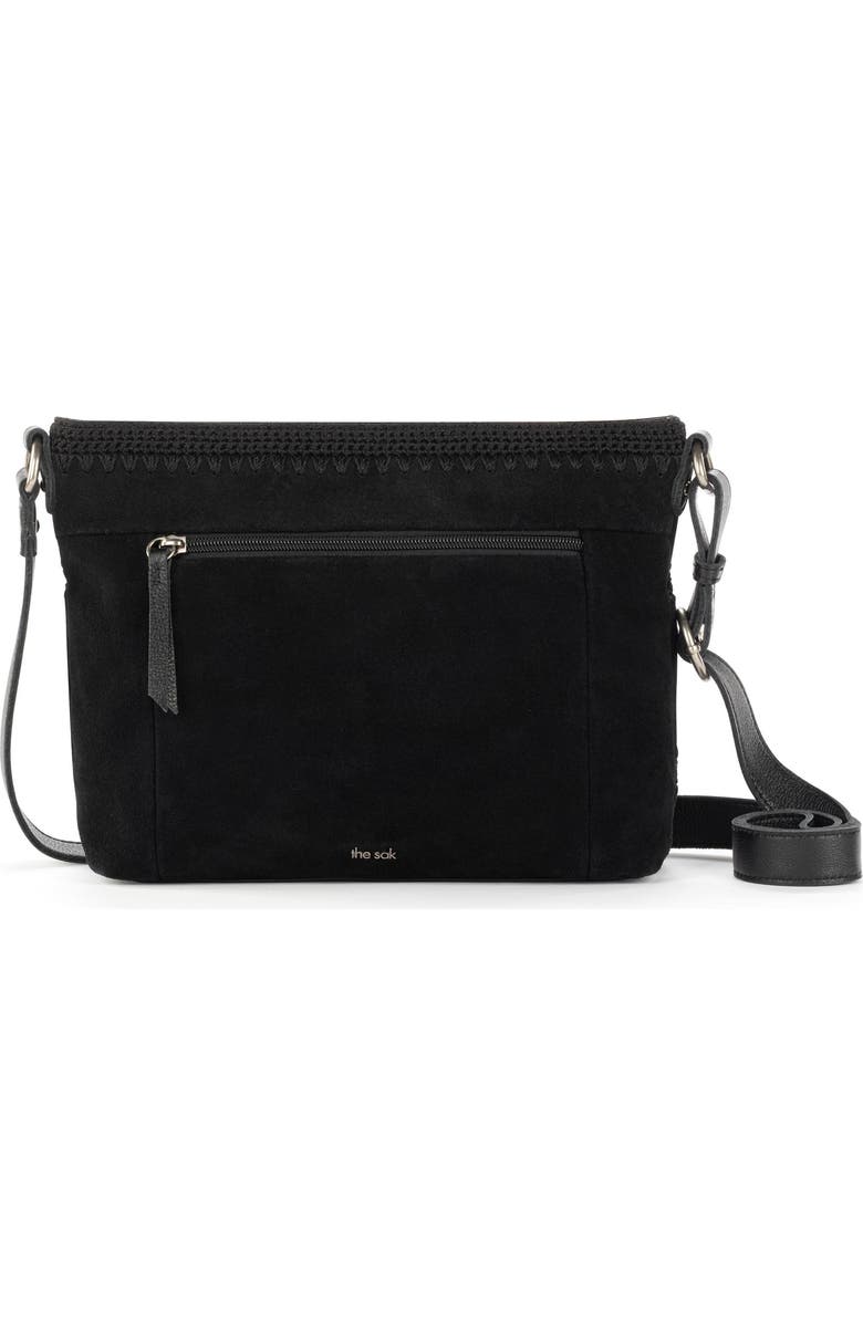 The Sak Melrose Crossbody Leather Bag, Alternate, color, Black Suede Patch