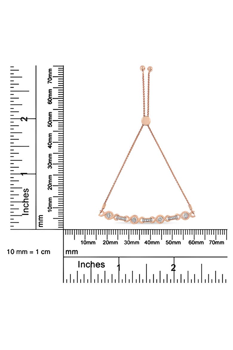 Silver Channel Set Diamond Accent Twist Bolo Bracelet, Alternate, color, Rose Gold over Silver