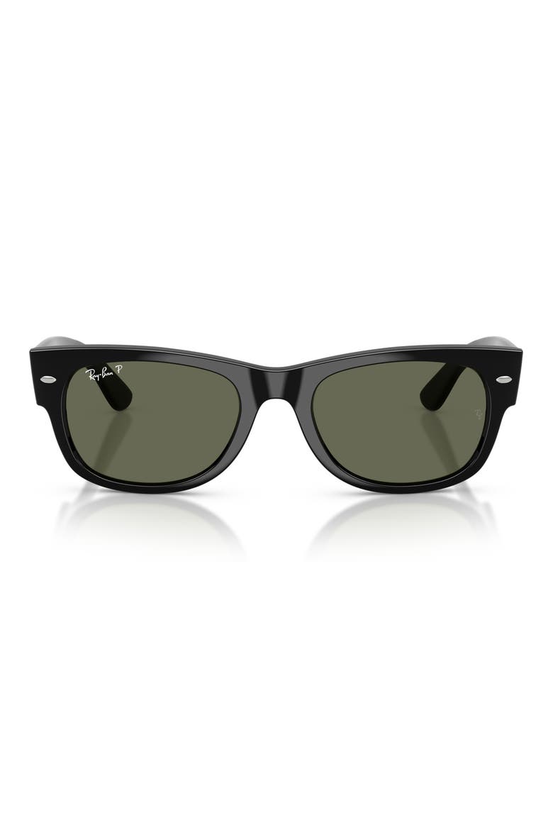 52mm Mega Wayfarer II Polarized Square Sunglasses, Main, color, BLACK / GREEN POLAR