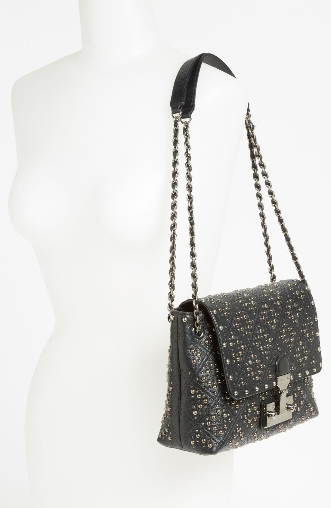 'Baroque Studs Single - Large' Leather Crossbody Bag, Alternate, color, BLACK/ ANTIQUE SILVER
