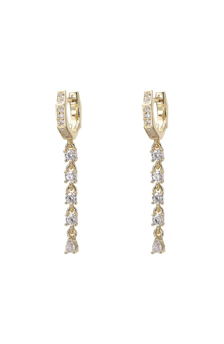 BY ADINA EDEN Pear CZ Drop Tennis Huggie Earring, Main, color, Gold