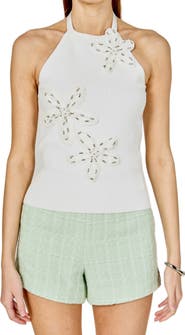 Endless Rose Floral Appliqué Halter Top