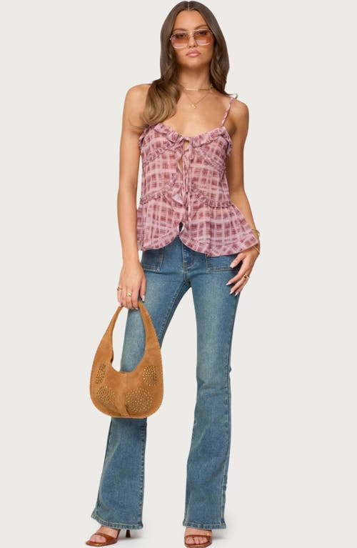 Edikted Mattea Patch Pocket Low Rise Flare Jeans In Blue