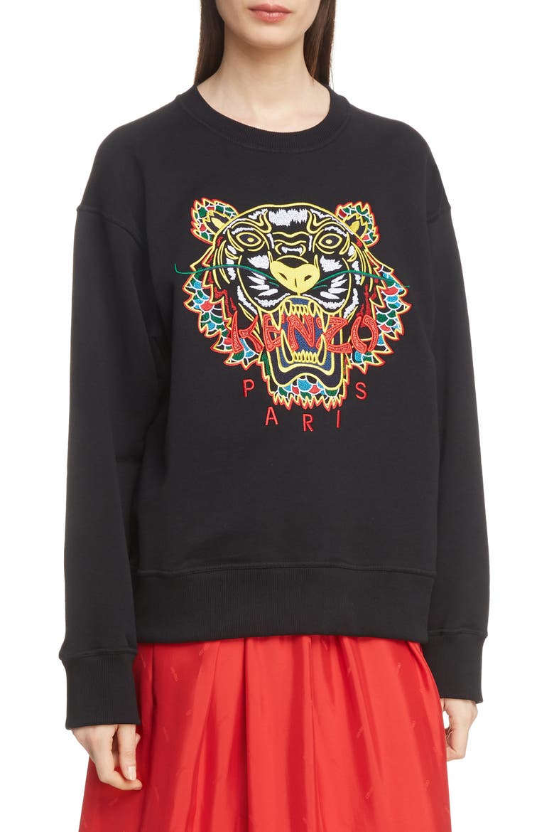 Tiger Relax Sweatshirt, Main, color, BLACK
