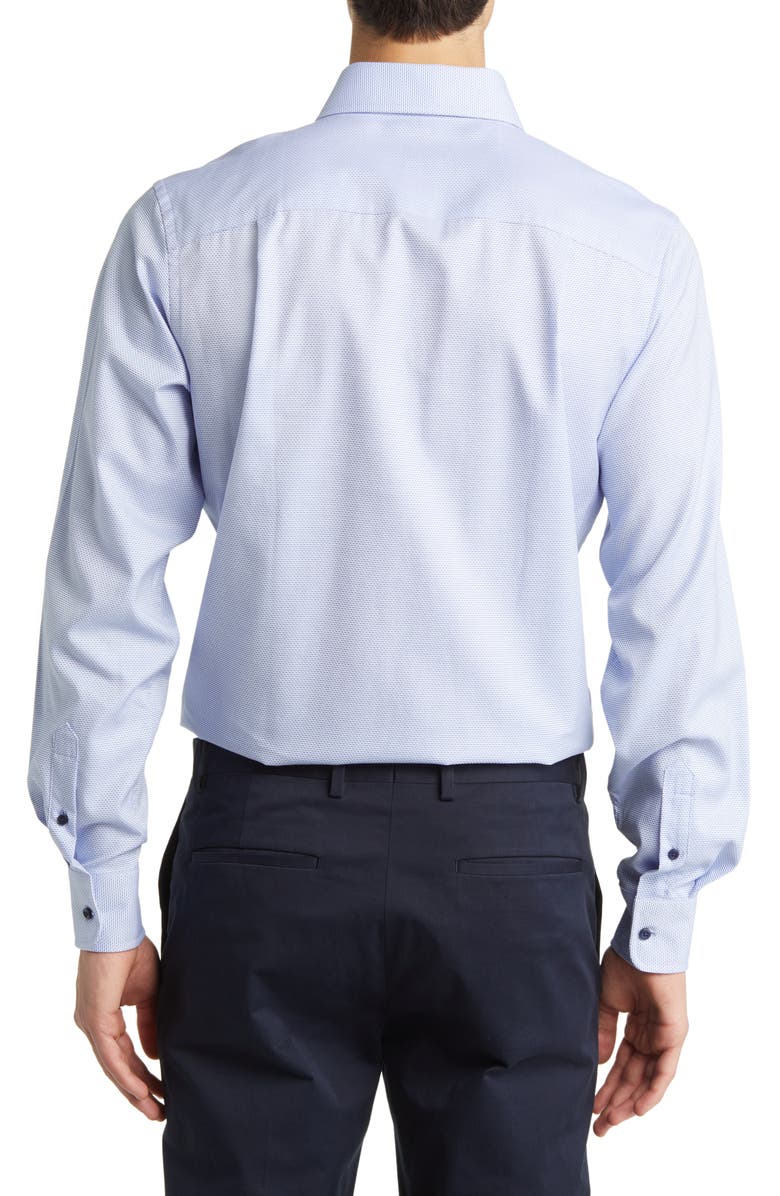 David Donahue Trim Fit Geometric Pattern Microdobby Dress Shirt, Alternate, color, Blue