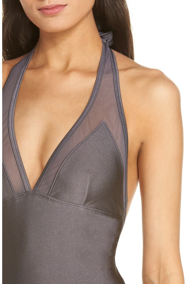 Mesh Panel One-Piece Swimsuit, Alternate, color, MAGNETE