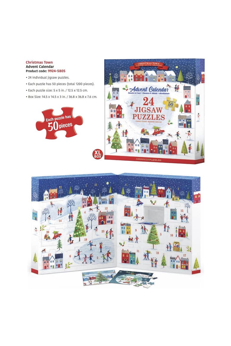 Puzzle Advent Calendar Christmas Town, Alternate, color, Multicolored