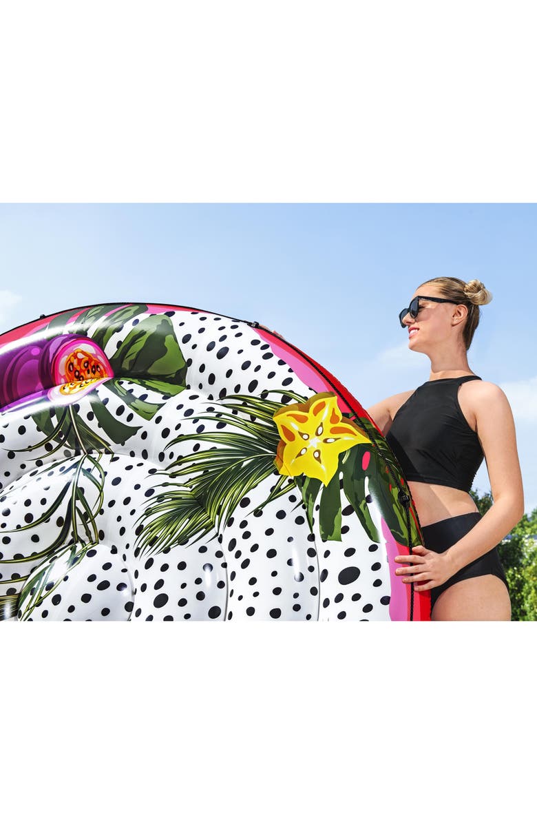 H2OGO! Fruits of Paradise Island, XL Person Inflatable Pool Float with Grab Rope, Alternate, color, Multicolored
