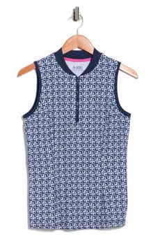 ORIGINAL PENGUIN GOLF Geometric Print Sleeveless Golf Knit Polo