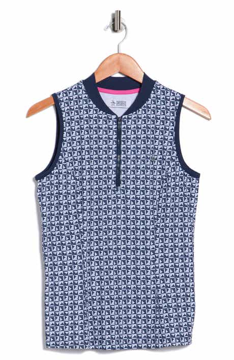 ORIGINAL PENGUIN GOLF Geometric Print Sleeveless Golf Knit Polo