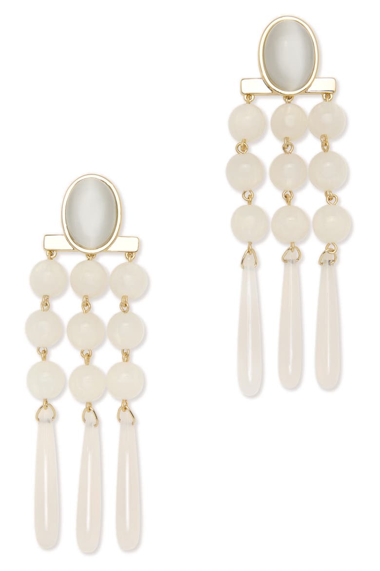 Elisa Agate Chandelier Earrings, Main, color, WHITE