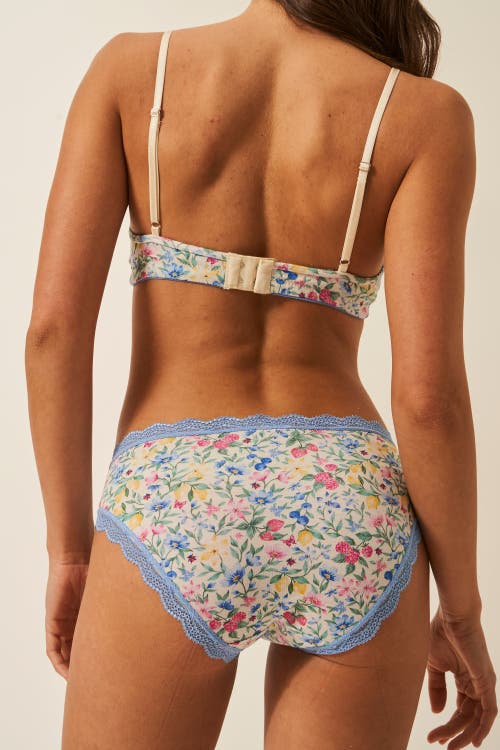 Stripe & Stare The Lace Plunge & Original Knicker Set In Summer Garden
