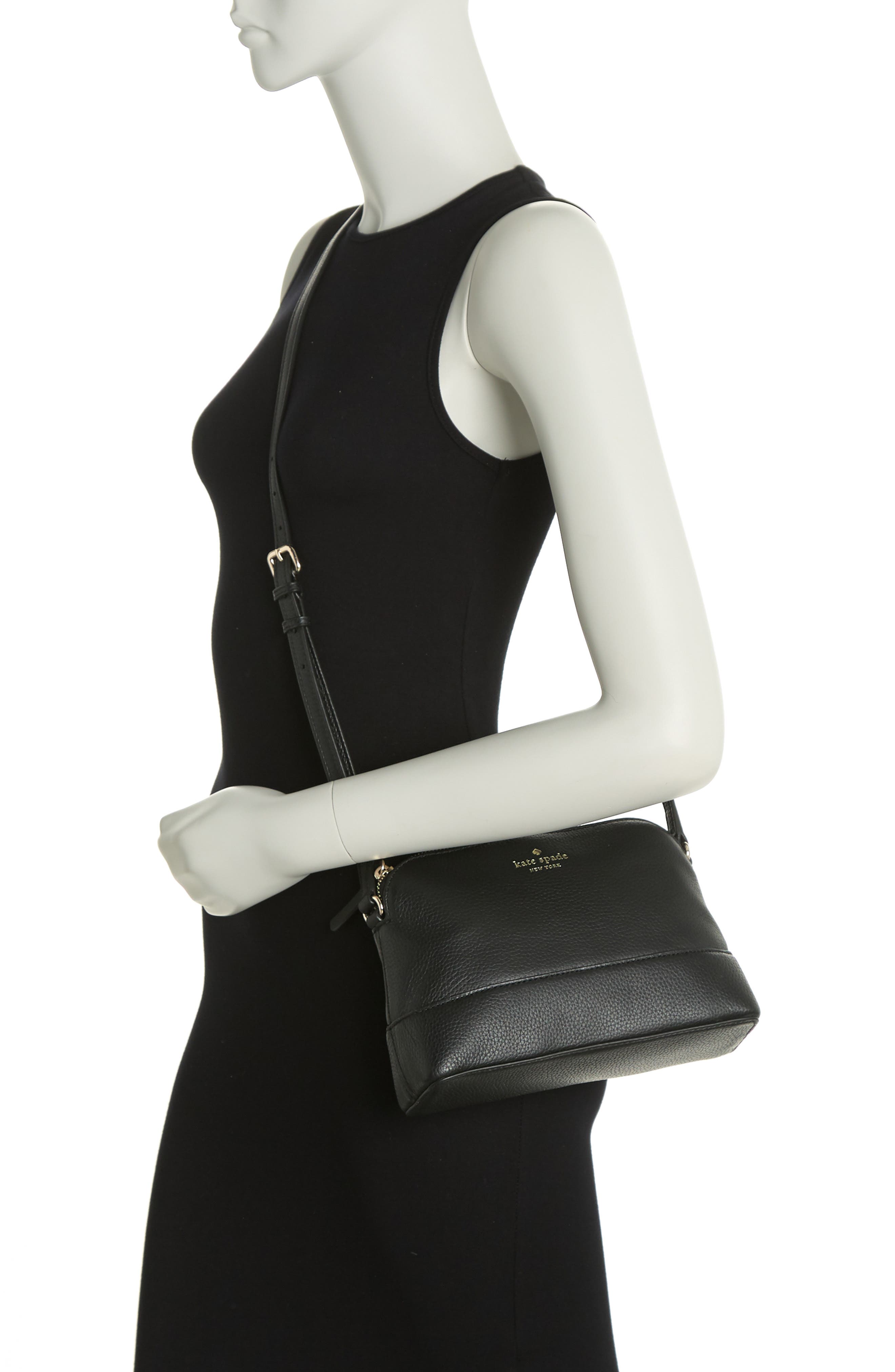 Kate Spade New York southport ave hannah leather crossbody bag, Alternate, color, Black