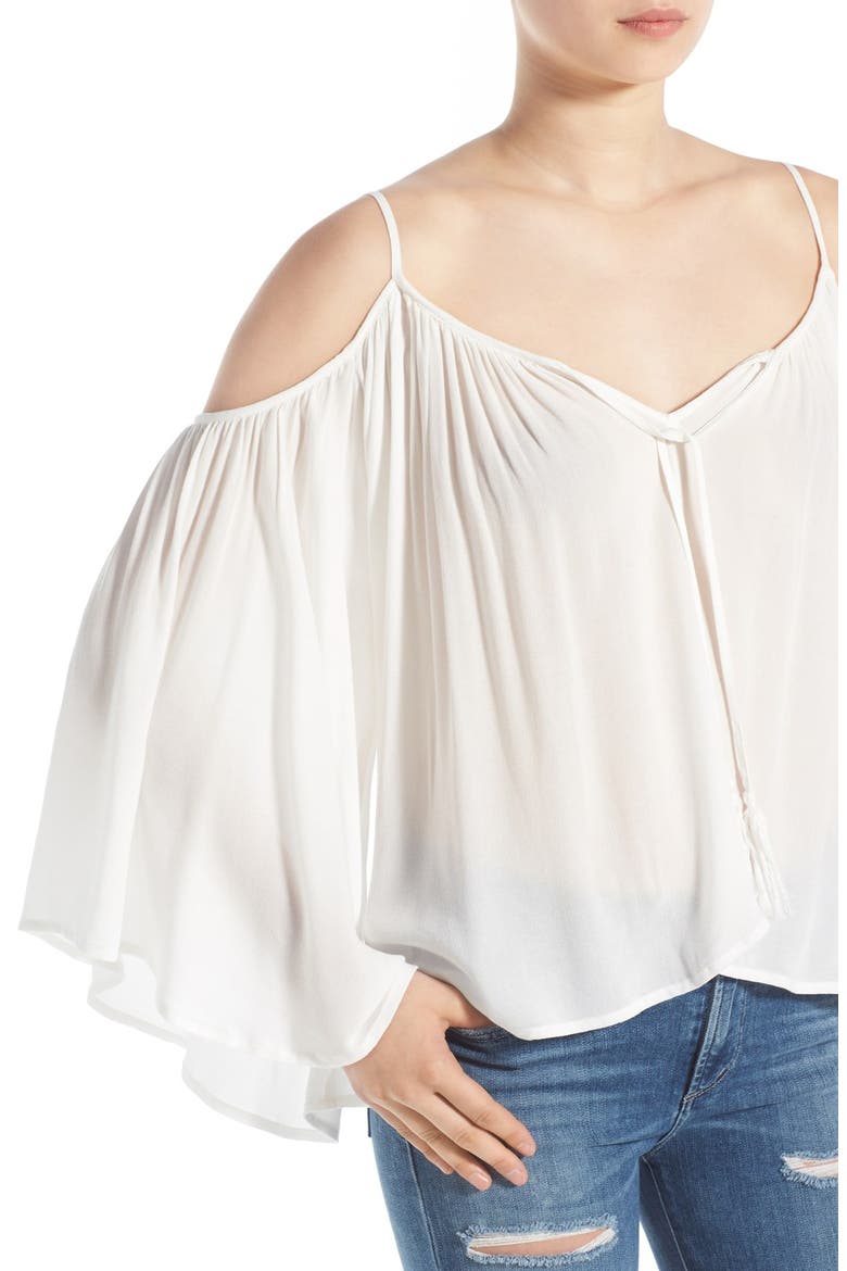 Cold Shoulder Swing Top, Alternate, color, IVORY