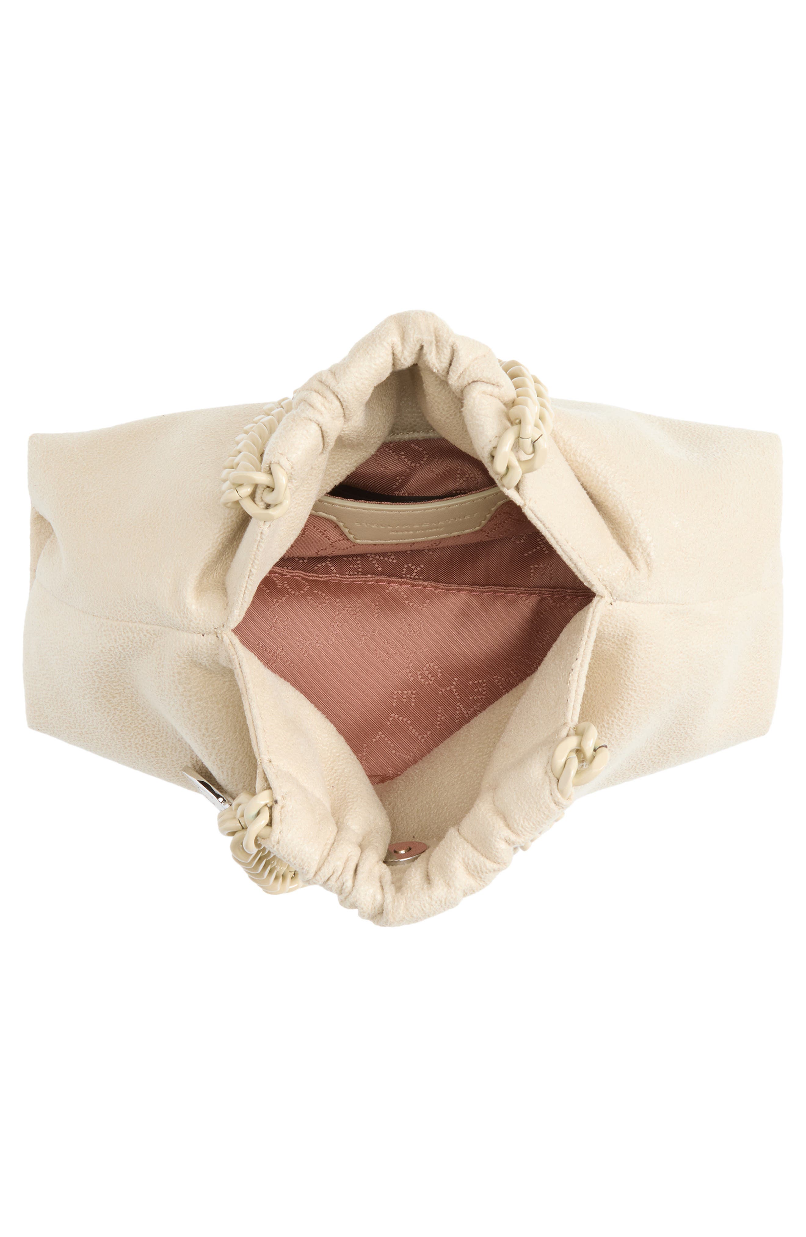 Stella McCartney Mini Falabella Faux Suede Drawstring Bag, Alternate, color, Pearl