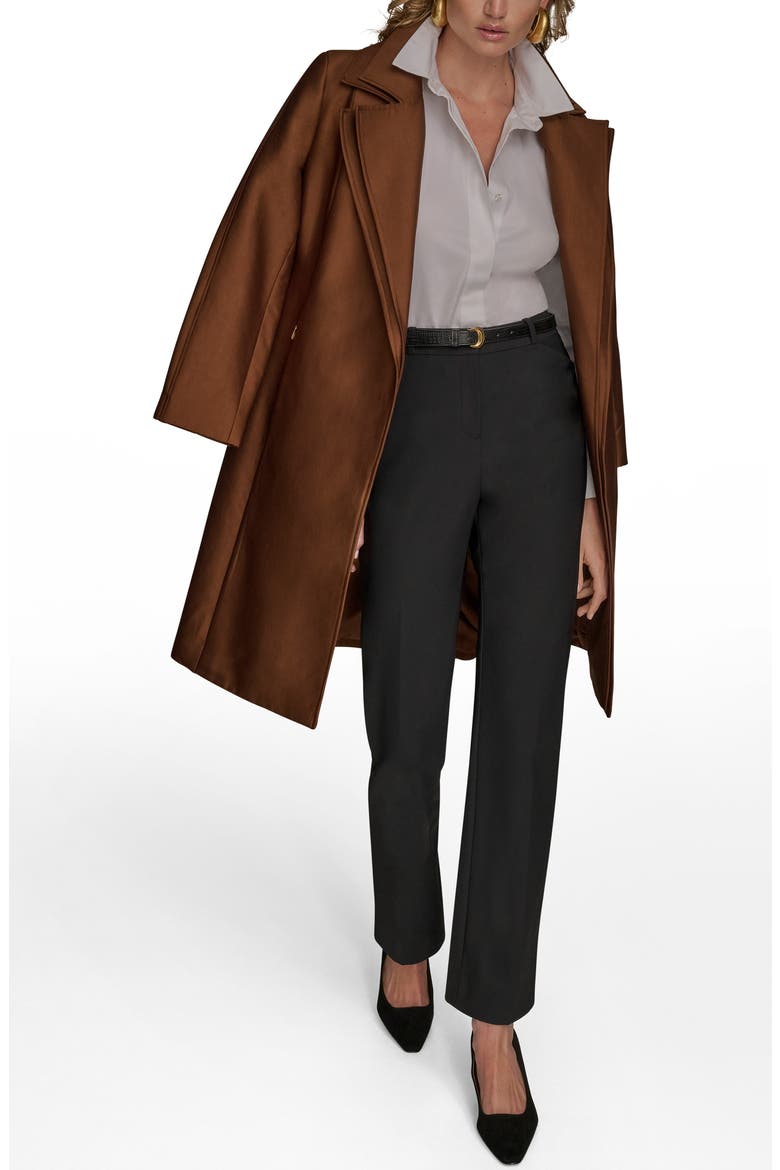 Double Collar Cotton Blend Trench Coat, Alternate, color, TOBACCO