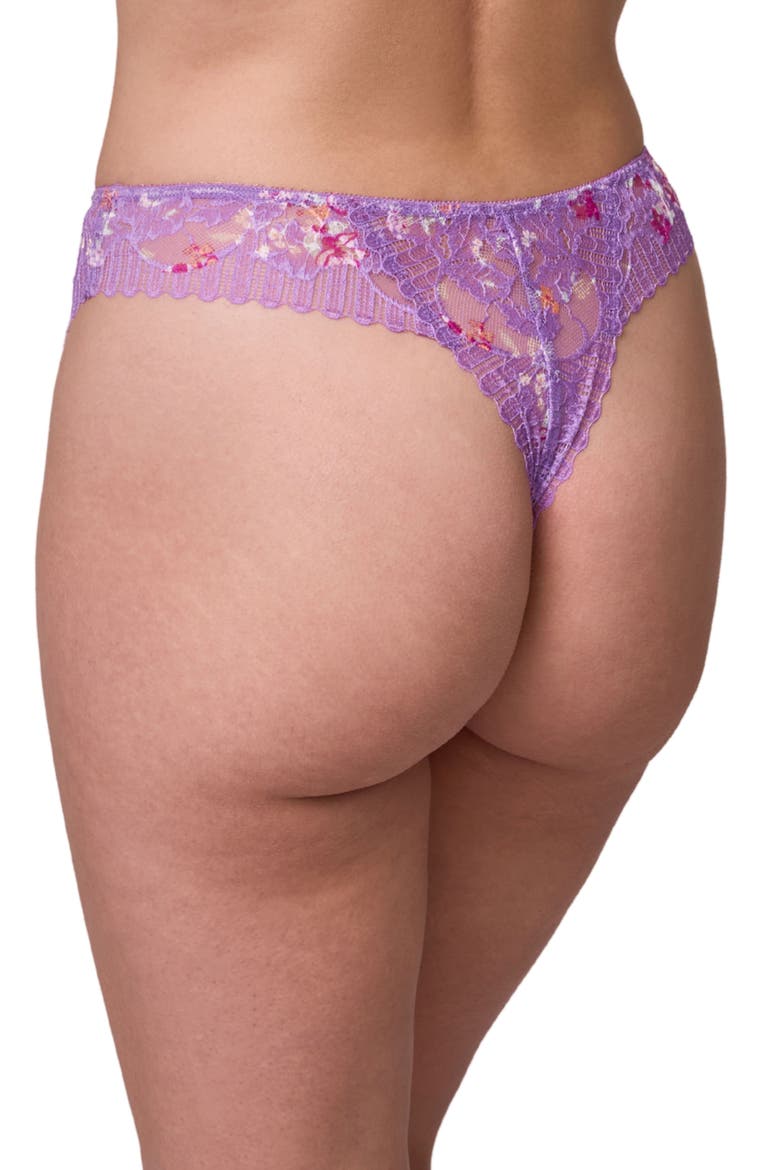 Lace & Microfiber Thong, Alternate, color, TULIP/ TULIP FIELD