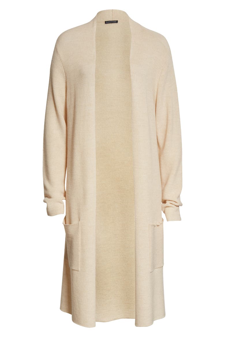 Open Front Long Cardigan, Alternate, color, CASHEW