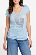 GUESS Cowboy Boot Embellished Burnout Graphic T-Shirt