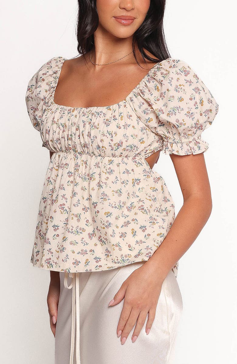 Petal & Pup Rhiannon Floral Tie Back Babydoll Top, Alternate, color, Cream Multi Floral