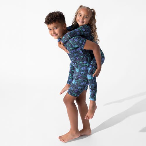 Bellabu Bear Jurassic Park Tracker Kids 2-piece Short Sleeve & Shorts Pajama Set In Purple