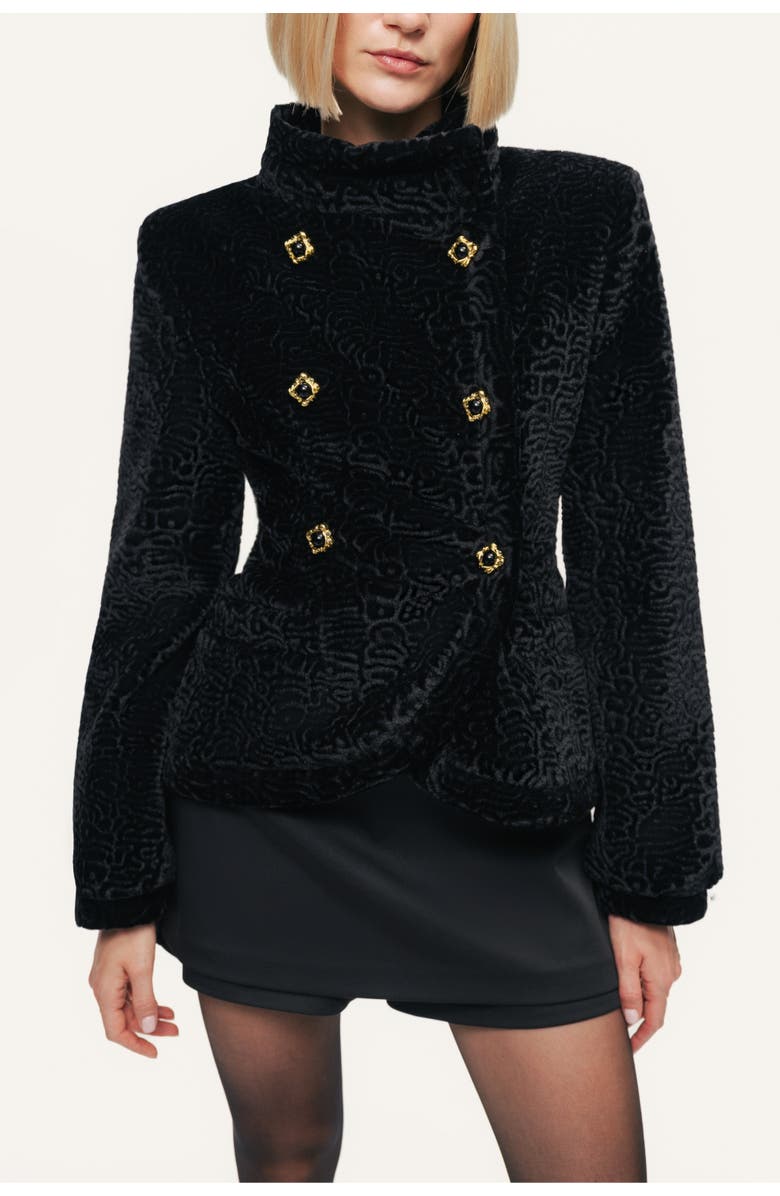 Nocturne Textured High Neck Jacket, Main, color, Black