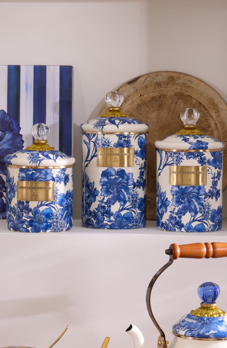 MACKENZIE CHILDS Royal English Garden Large Enameled Steel Canister, Alternate, color, Royal