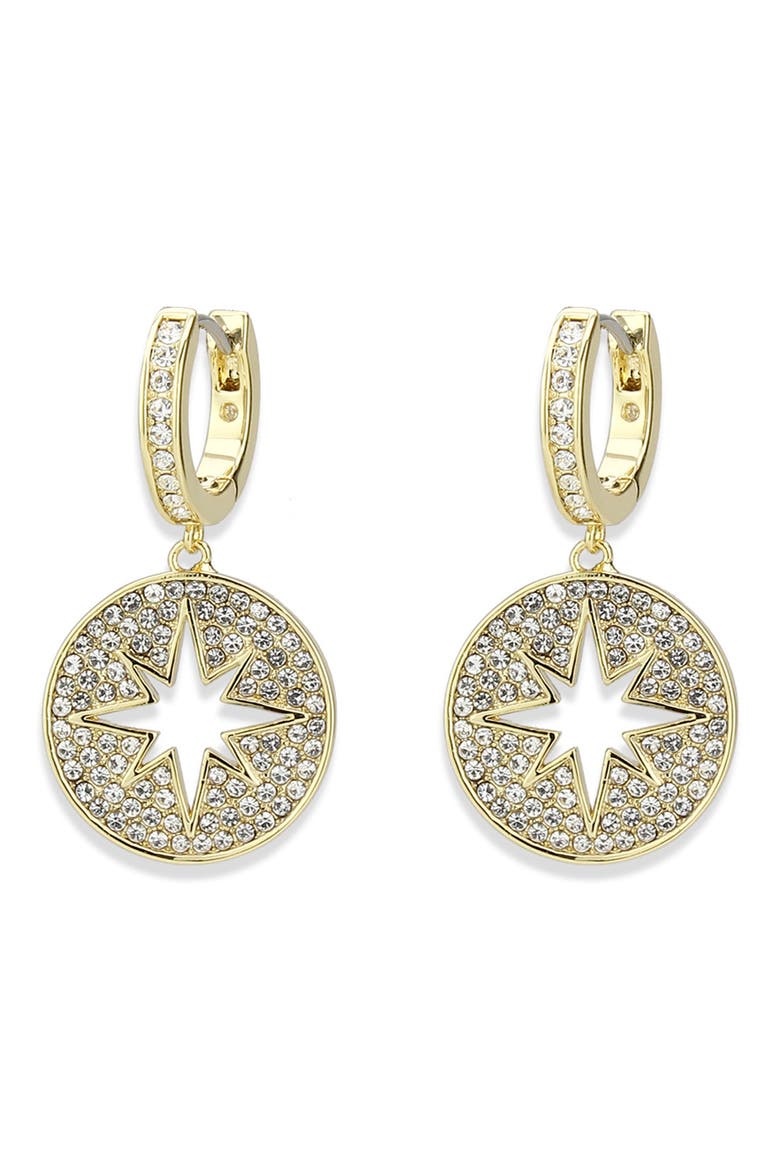 Celestial Compass Pavé CZ Hoop Earrings, Alternate, color, GOLD