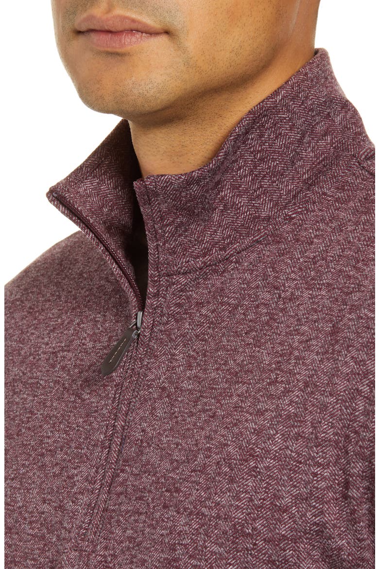 Herringbone Half Zip Flannel Pullover, Alternate, color, CRIMSON