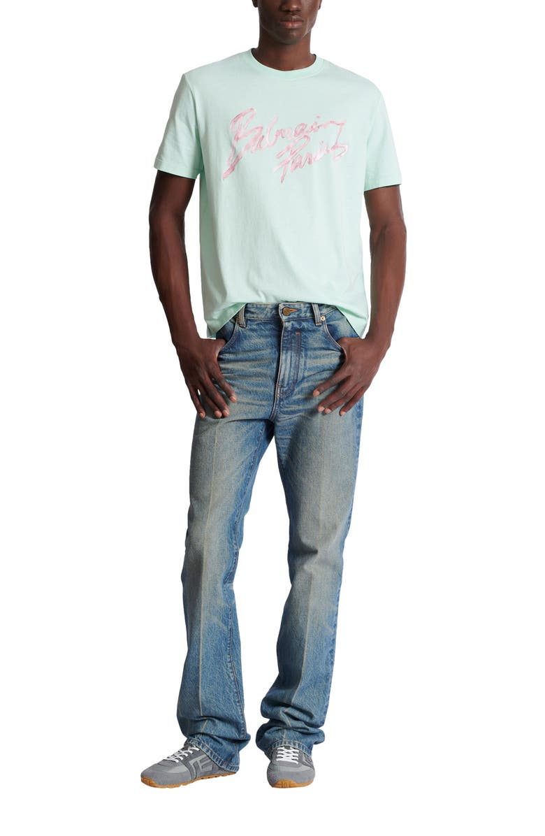 Balmain Printed cotton T-shirt, Alternate, color, Green