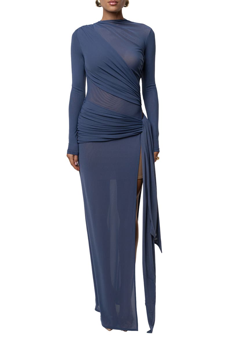 Heatwave Mesh Maxi Dress, Main, color, Navy