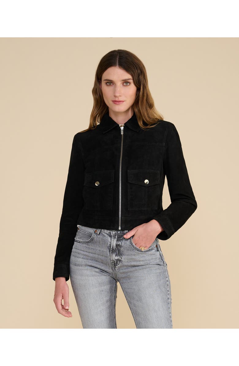 Furniq UK Isabella Suede Jacket, Main, color, Black